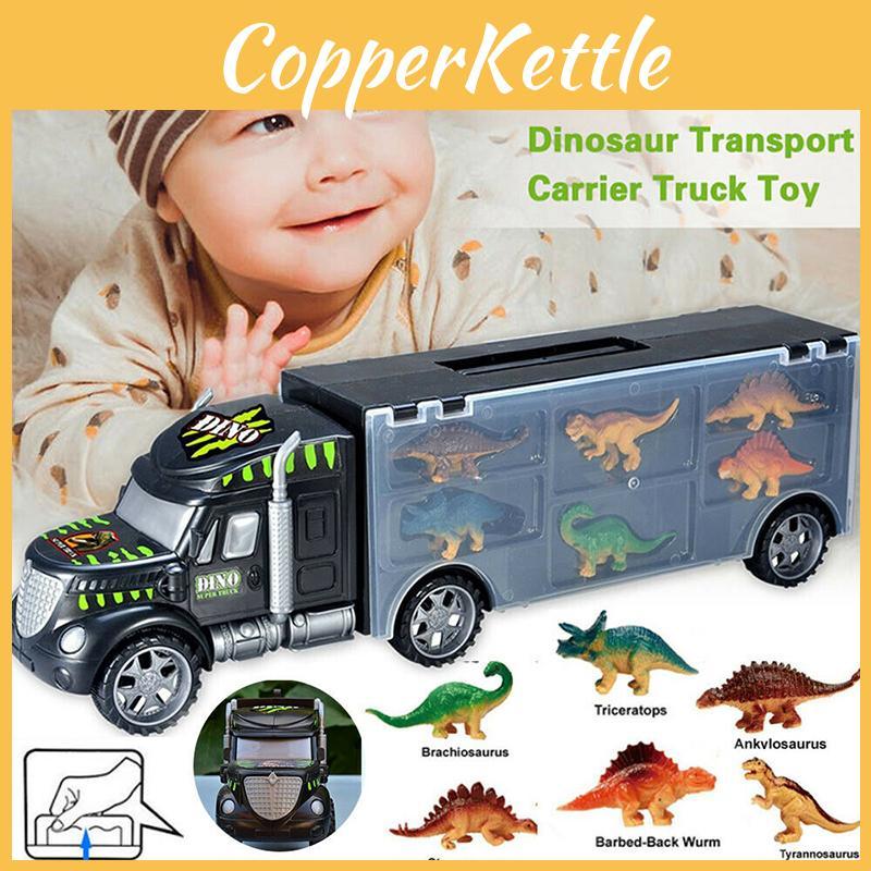 Exciting Dinosaur Truck Carry Case Transporter Dino Figures Playset For Kids Xmas Gift