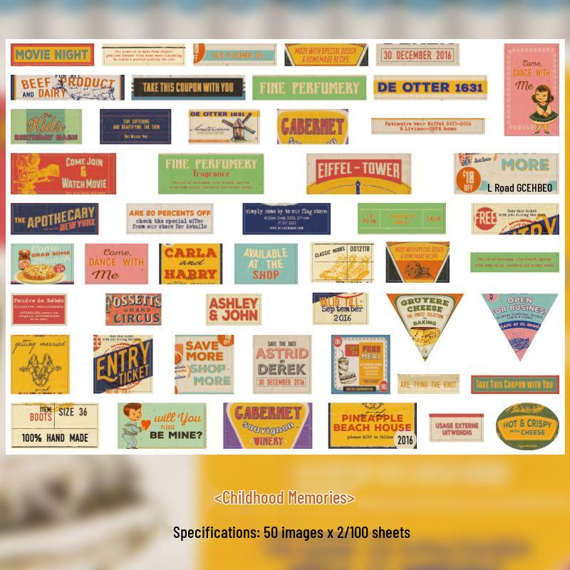Retro Nostalgische Erinnerungsjournal Aufkleber: Englische Etiketten für DIY-Collage-Dekoration