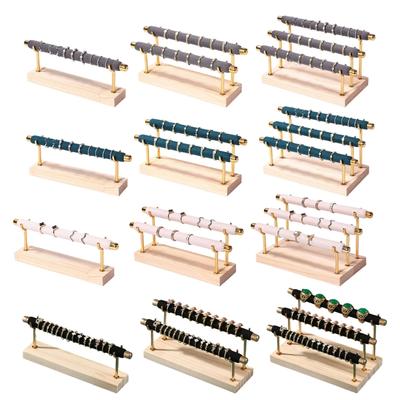 Practical Wood Base Rings Display Stand Stylish and Minimalist Rings Showcase Holder Portable Jewelry Storage Organizer