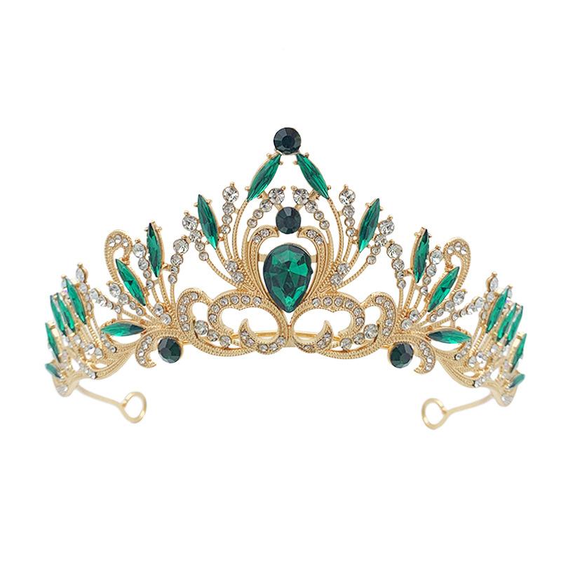 Europäische und amerikanische Brautkrone Strass Kopfschmuck Barock Schwarz Retro Schlicht und Elegant Schönheitswettbewerb Krone Hochzeitsaccessoires