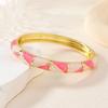 Guochao Women's Enamel Geometric Triangle Bracelet - Retro Color Block Jewelry for Best Friends and Couples