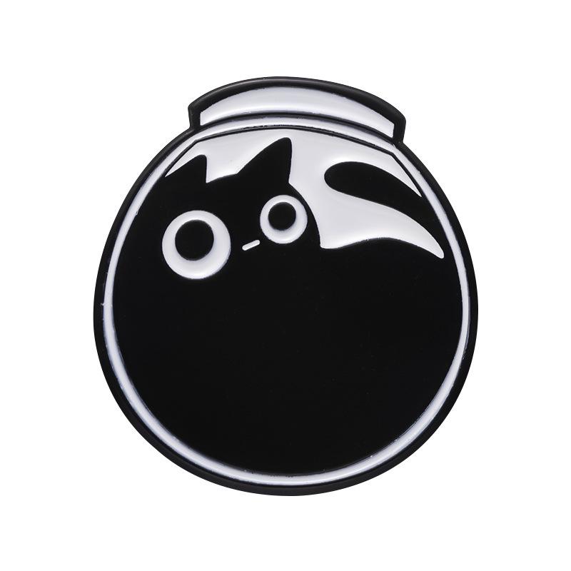 Playful Black Kitten Brooch - Peek-a-boo Cat Pin for Bags & Accessories