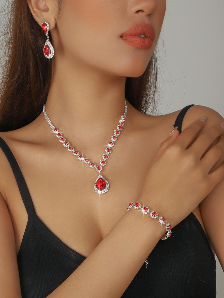 Elegant Rhinestone Zirconia Necklace & Jewelry Set for Bridal & Evening Wear
