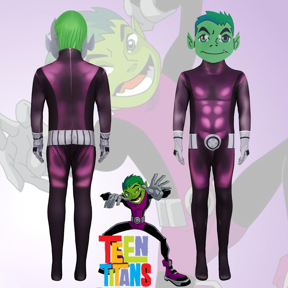 Teen Titans Cosplay Costume With Polyester Fabric For Stage Performances For Kids And Teens
