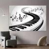 Elegant Piano & Music Notes Backdrop Black White Keyboard Concert Background
