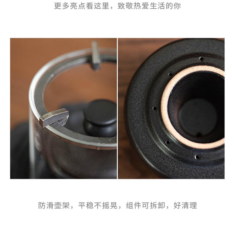 Creative Glass Alcohol Lamp Warm Tea Stove Around The Stove To Boil Ceramic Heating Base Chinese Retro Tea-burning Tea Warmer