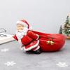 Christmas Decoration Resin Figurines Funny Santa Claus Carrying a Gift Bag Shaped Figurine Holiday Party Candy Plate Ornament