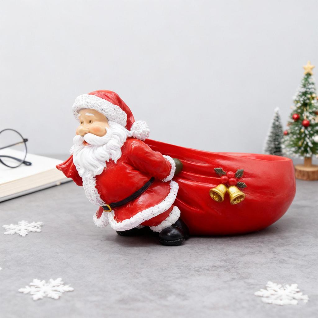 Christmas Decoration Resin Figurines Funny Santa Claus Carrying a Gift Bag Shaped Figurine Holiday Party Candy Plate Ornament