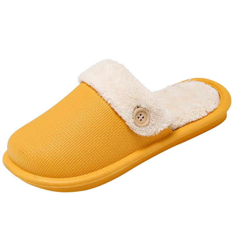 

Зимние тапочки для мужчин, домашняя ванная комната, водонепроницаемые, удобные, нескользящие, бархатные, теплые, плюшевые, мужские, из хлопка ЭВА, новый стиль 44-45 жёлтый