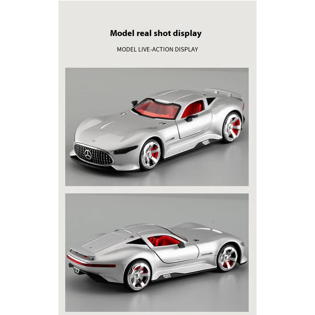 1/32 Mercedes-Benz AMG Vision GT Sportwagen Modell Simulation Sound und Licht Desktop Ornament Kinderspielzeug Jungengeschenk
