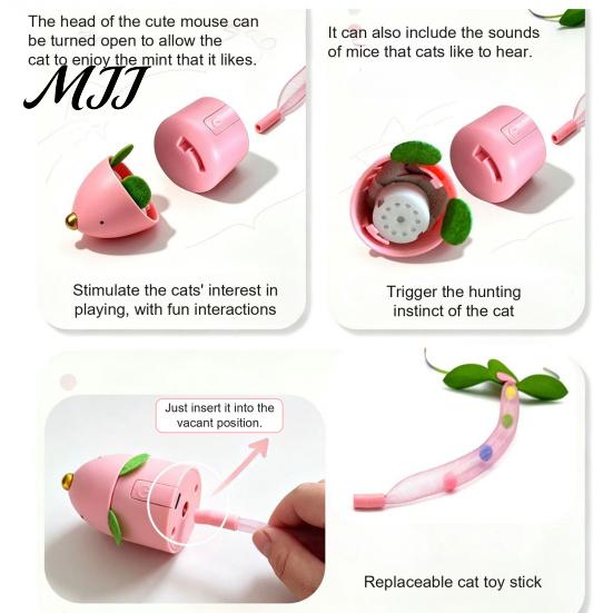 Automatic Cat Toy Rolling Mouse Toy, Interactive with Catnip Compartment, Mesh Scent And Sound Tube Tail, Touch Activated for Indoor Cats Kittens