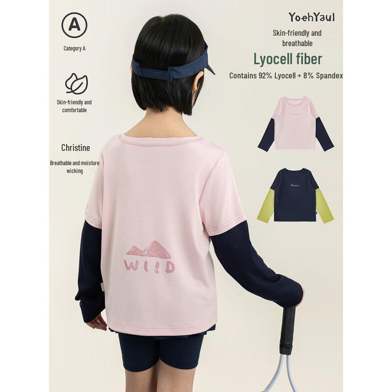 Youyou Girls' Faux Two-Piece Long-Sleeve T-Shirt
