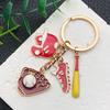 Bold Red Drip Oil Baseball Glove & Shoe Keychain - Sporty Bag Pendant for Men & Women