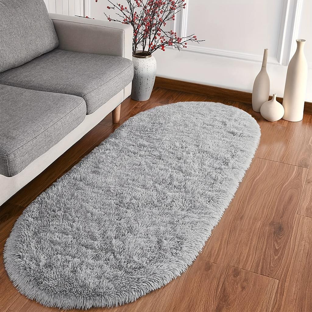 Tie-Dye Oval Long Plush Carpet Living Room Sofa Coffee Table Mat Soft Children's Bedroom Bedside Rug Home Decor