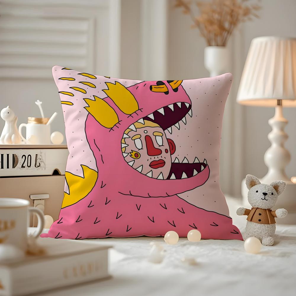 Abstract Style Animal Doodle Cushion Cover Pattern Printed Pillowcase For Living Room Sofa Cushion Cover & Bedroom Decor 12x12Inch
