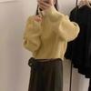 Women's Korean Style Stand Collar Half-Zip Thick Knit Sweater for Autumn/Winter