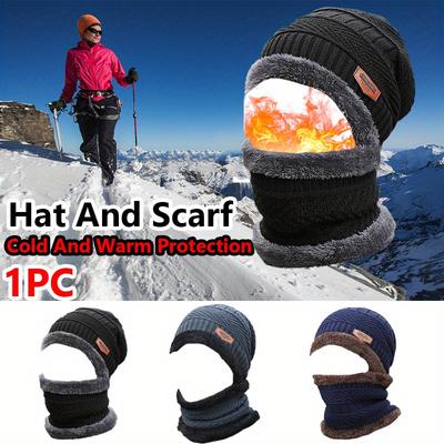 Winter Scarf Knitted Hat Men Thickened Knitted Hat Trend Warm Outdoor Cold Protection Neck Mask Hat