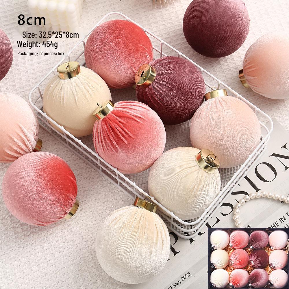 8cm Diamond Flocking Christmas Ball Set - Festive Tree Decorations