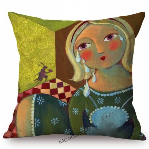 Modern Art Abstract Elegant Lady Hand Writting Sketch Cotton Linen Sofa Throw Pillow Case Nordic Lovely Girl Chair Cushion Cover