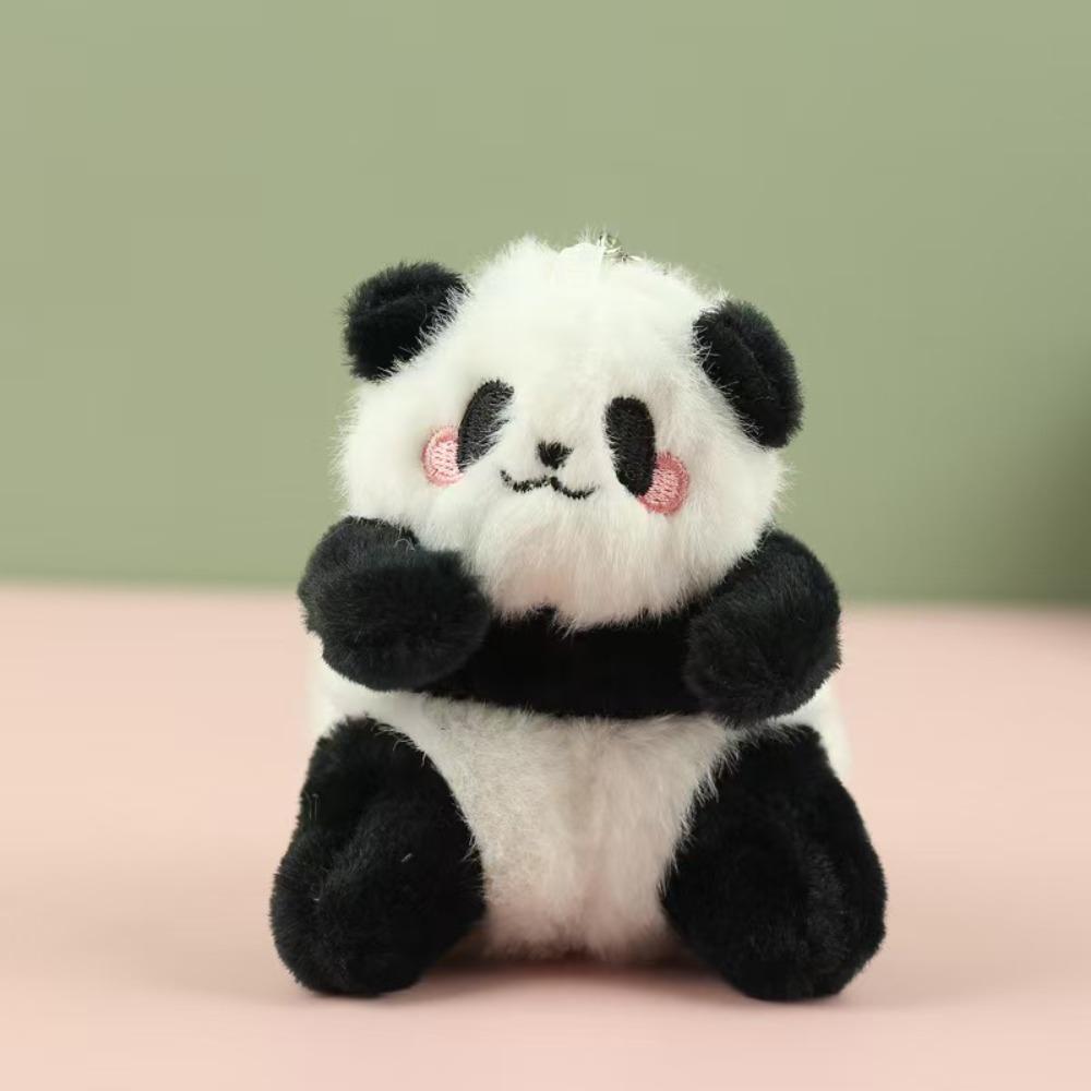 

Мягкий пушистый брелок в виде панды, мягкие игрушки, брелки в виде счастливой панды, маленькая плюшевая кукла-панда, рюкзак чёрный