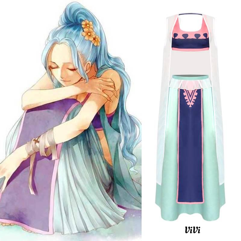One Piece Vivi Cosplay Costume Full Set Street Style Anime Dress, Xs-xxxl