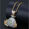 Money Bag Pendant Necklace for Men Sparkling Zircon Hip Hop Charm