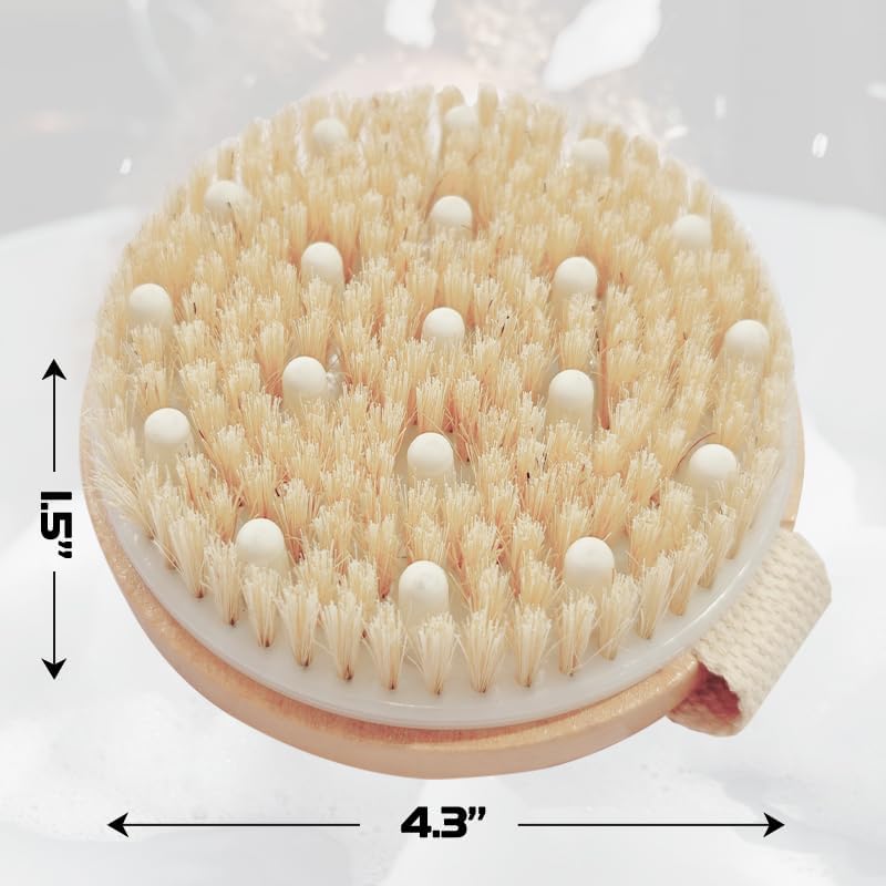 Bamboo Dry Body Brush Shower Brushing Removes Dry Skin with Massage Nodes Exfoliating Bath Brushes Body Scrubber