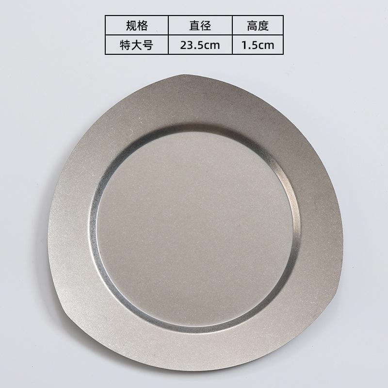 Vintage Stainless Steel Steak Dinner Plates Fruits Dessert Vegetable Shallow Plate Kitchen BBQ Picnic Restaurant Hotel Tableware