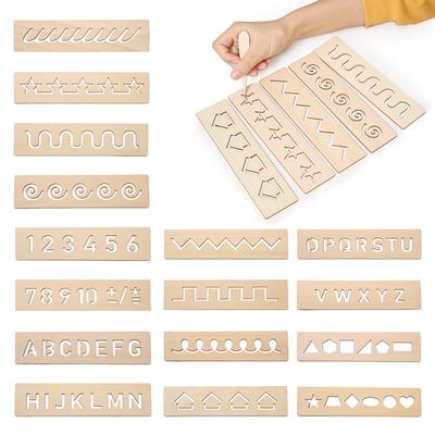Children's Wooden Educational Toy Montessori Early Learning Word Spelling Letter Number Groove Practi Board Pen Control Traini