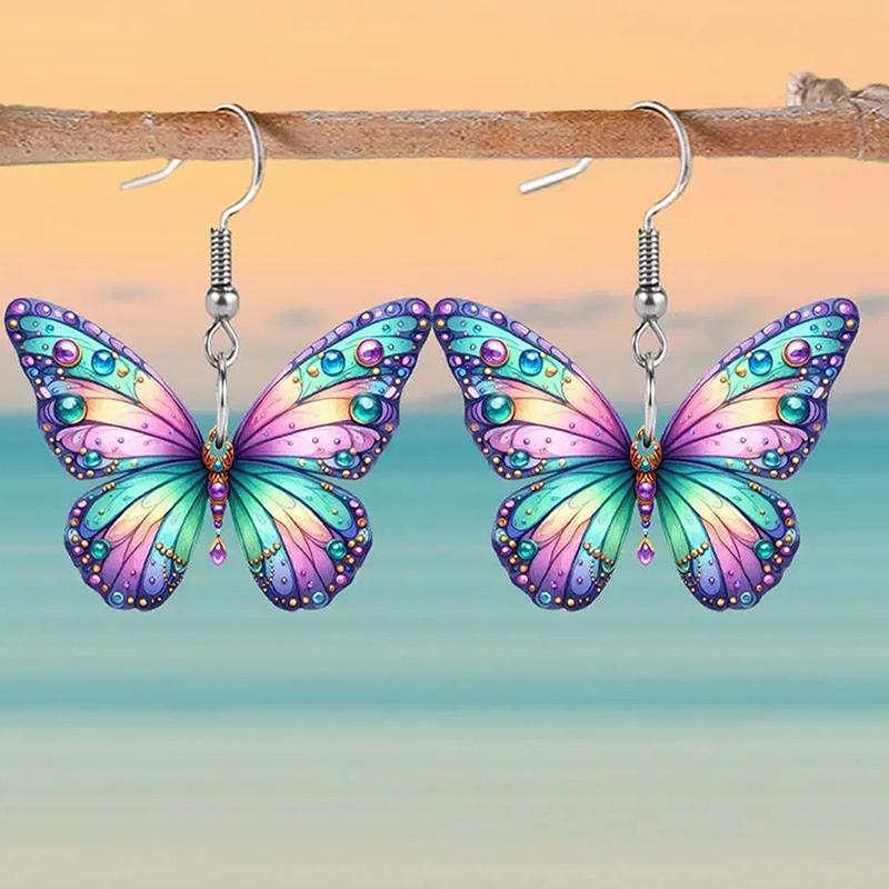 1 par avançado simples fresco temperamento acrílico plano personalizado borboleta pendurado brincos diy decoração