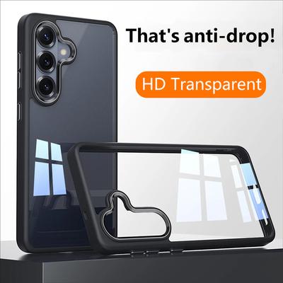 Metal Lens Frame Case For For Samsung Galaxy S26 S25 Edge S24 Ultra Plus Shockproof Transparent Acrylic Hard Back Cover Funda