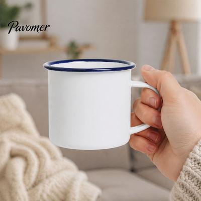 Retro Enamel Mug Coffee with Handle, Style Durable Water Cup, Smooth Heat Resistant Tea Surface Portable Drinking for Hot And Milk Glaze