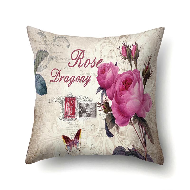 Polyester Pillowcase Automobile Decoration Retro Print Pillowcase Waist Cushion Cover Tower Bedside Cushion Cover
