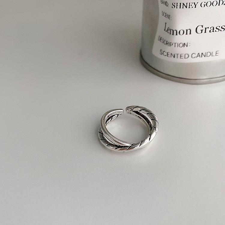 Vintage-inspirierter geometrischer offener verstellbarer Ring aus 925er Sterlingsilber für Damen