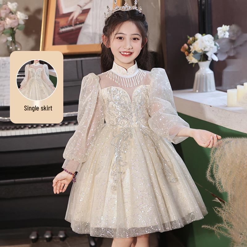 Dívčí elegantní jarní princeznovské večerní šaty s nadývanou tylovou sukní - Dětská móda vysoké kvality.