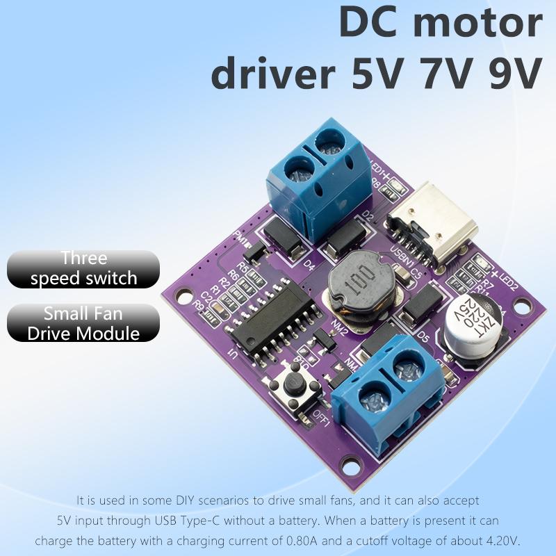 

LIZAO DC Motor Driver Module 5V/7V/9V with 3-Speed Control, Lithium Battery Input for Brushed DC Motor Speed Regulation 1PCS