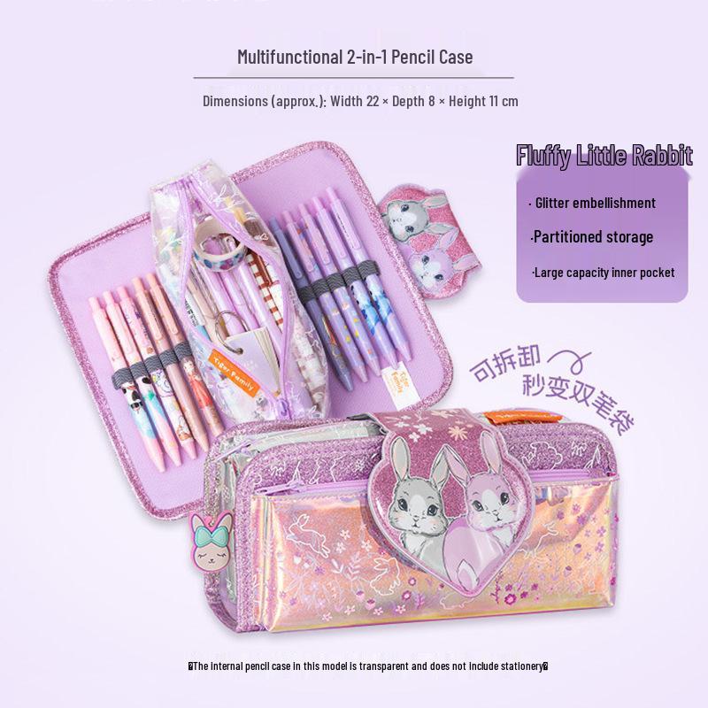 Two-in-One Kids Pencil Case with Large Capacity for Boys and Girls - School Stationery Box and Gift