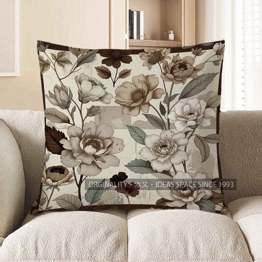 2D Colorful Floral Patterned Decorative Throw Pillows Pattern Cushion Cover Suitable For Sofa Bedroom Car Pillow Cover 40x40cm 595₽