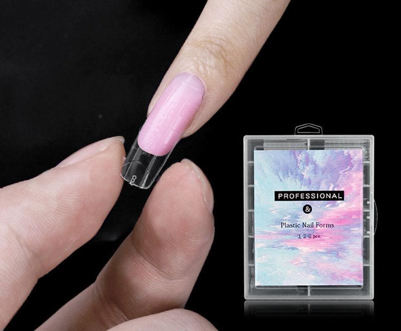 120pcs Kit Plastic Curve False Nails Art Dual Form French Tips Gel Extension Mode Acrylic Manicure Tool Accessories Sets