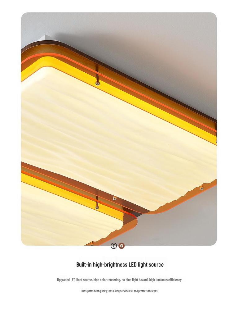 2025 Chinese Bauhaus Retro Rectangular Ceiling Light: High-End Living Room Fixture