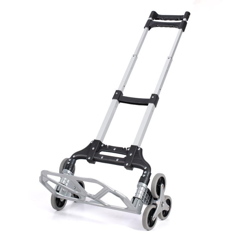 Six-Wheel Stair Climbing Folding Aluminum Luggage Cart Aluminum Alloy Stair Climber with TPR Wheels
