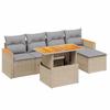 Vidaxl 6-Cz. Garden Furniture Set With Cushions, Beige, Poly Rattan