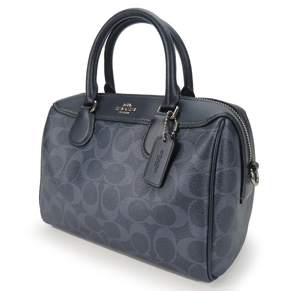 Used COACH Handbag F78263 Signature leather Navy Mini Boston