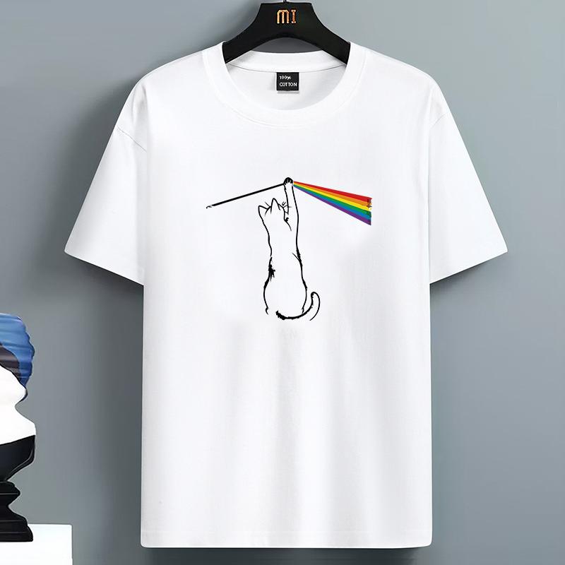 Fun Cats Tshirt Casual Clothing Pattern 100 Cotton Printed Loose and Comfortable Tshirt