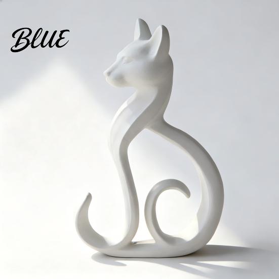 Minimalist Animal Sculpture 3D Printed Cat Figurine Elegant Sitting Sculpture