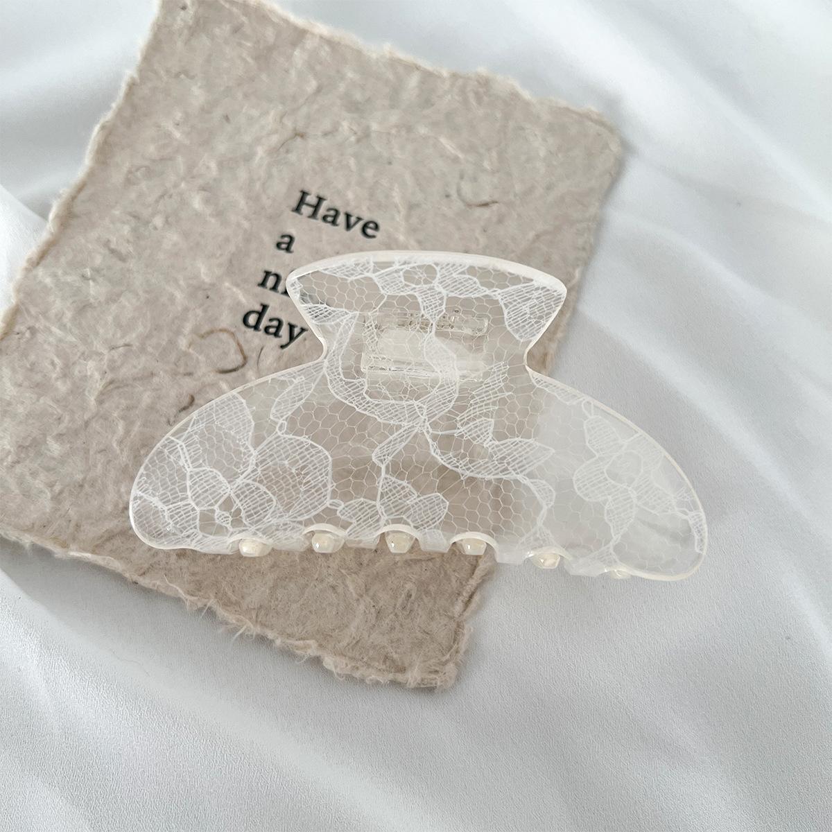 

1 шт. Новая элегантная заколка для волос в стиле инс с ацетатным кружевным узором для затылка; Зажим-краб в корейском стиле для высокой прически