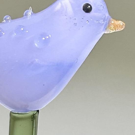 Hand Blown Mini Glass Figurines Collectible Tiny Bee Bird Dragonfly Butterfly Sculpture with Stem for Home Office Birthday Anniversary Gift