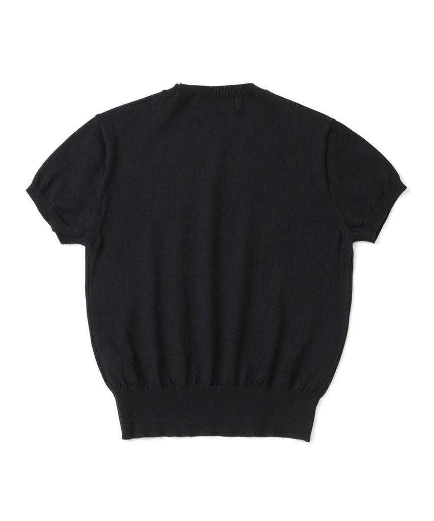 KNITTED (W) Basic Essential Washable Round Short Sleeve Knit Black