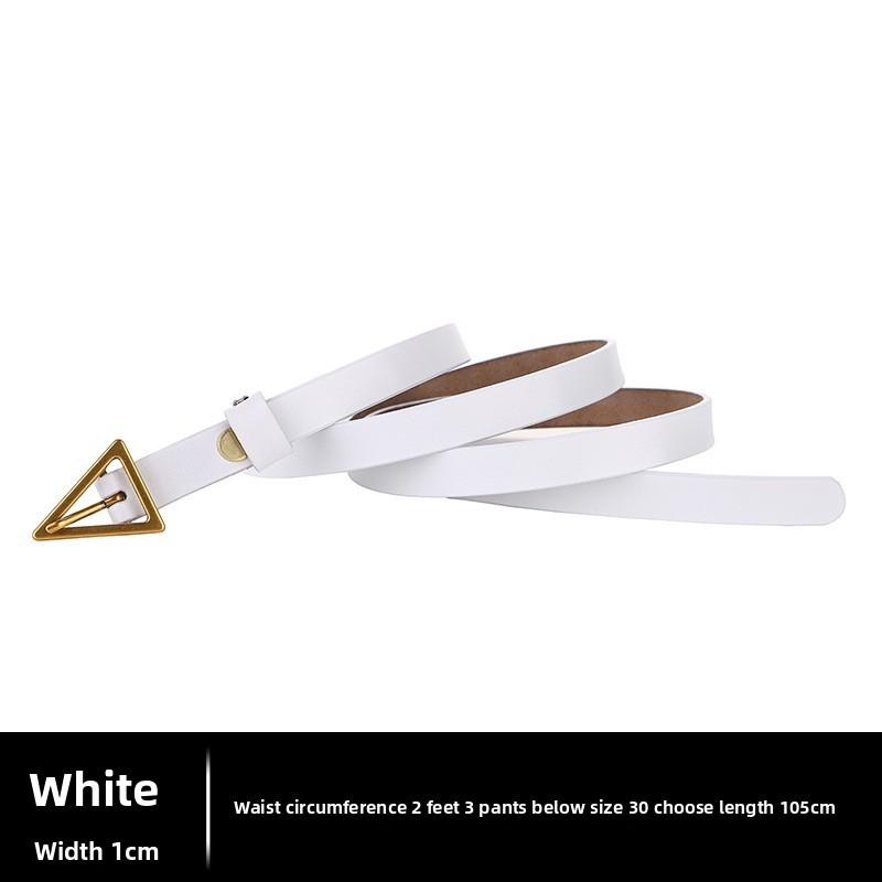 Leather Slim Belt With Alloy Buckle For Party And Daily Fashion