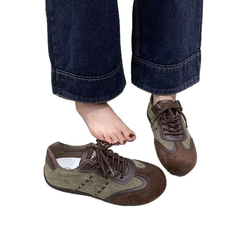 Soft Leather Retro Red German Training Shoes Women's 2026 Spring New Versatile Casual Flat Baseplate Shoes Forrest Gump Sports Shoes